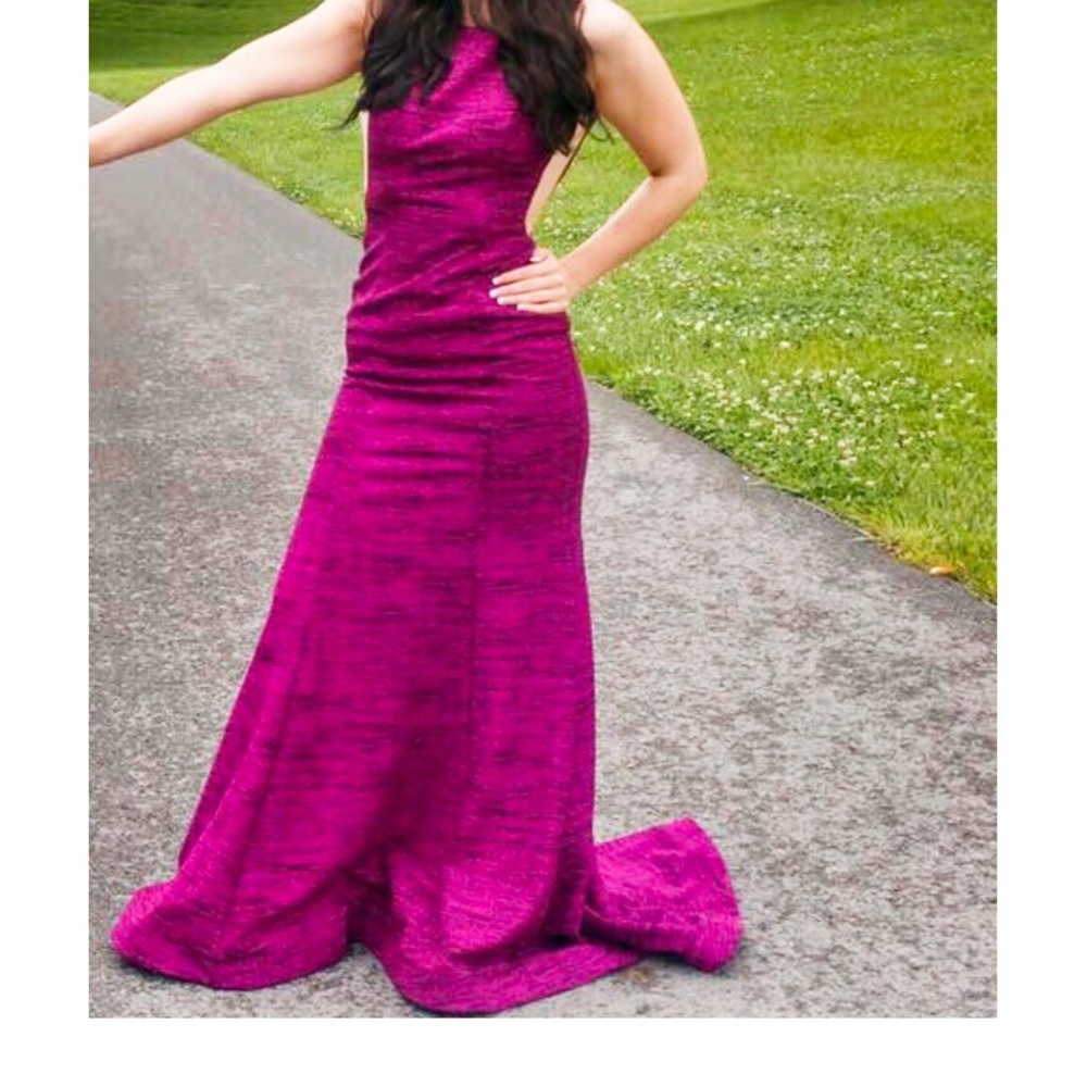 Jovani Fuchsia Backless Fitted Prom Dress-45830